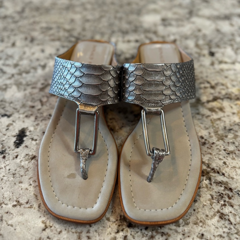 Donald J. Pliner Metallic Snake Embossed Sandals